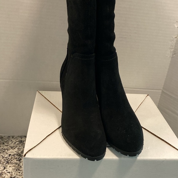 Splendid Black Suede Wedge Heel Boots - Picture 2 of 4